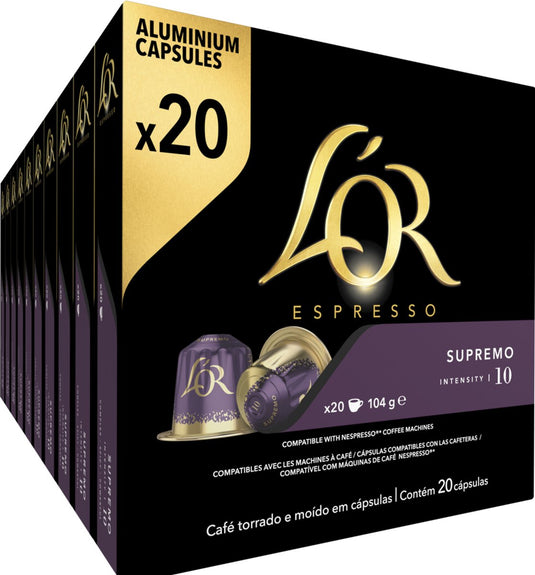 L'or espresso supremo koffiecups - intensiteit 10 12 - 10 x 20 capsules