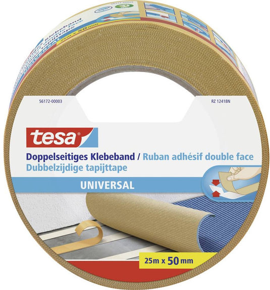 Tesa dubbelzijdig plakband universeel veelzijdig verpakking decoratie tapijt – 25m x 50mm