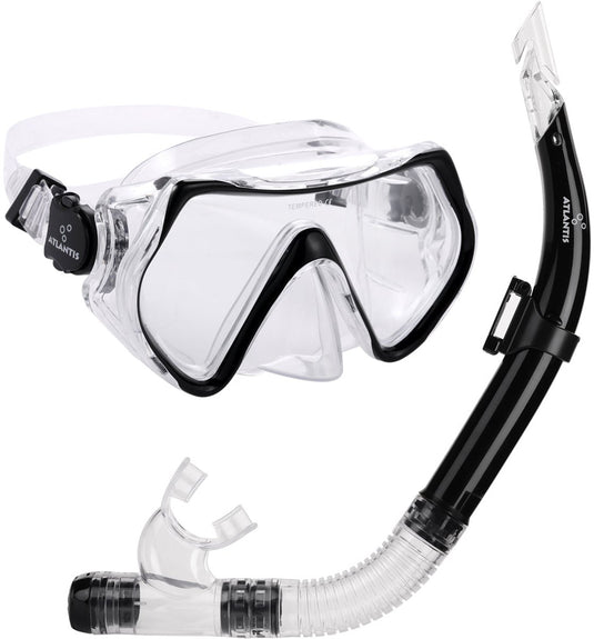 Atlantis hawaï combo - snorkelset - duikbril - snorkel - volwassenen - zwart