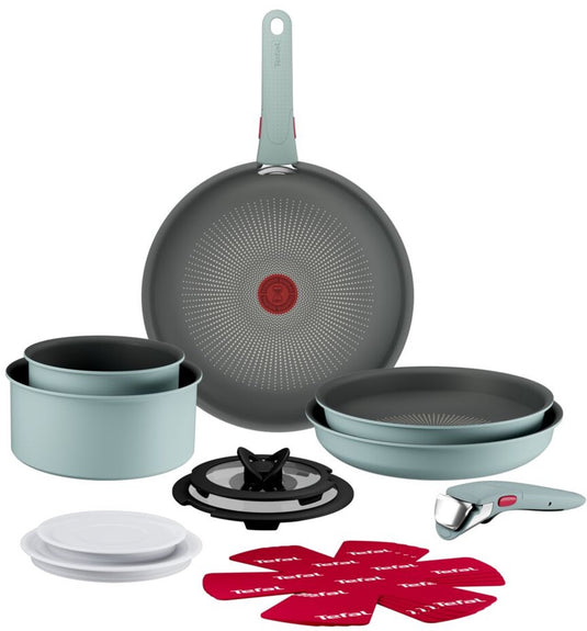 Tefal ingenio halo ecalyptus - pannenset - 15-delig - inclusief deksel - pan beschermers - handgrepen