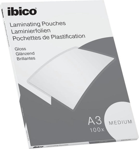 Ibico basics a3 lamineerhoezen, glanzend - 100micron - 100 stuks - glashelder