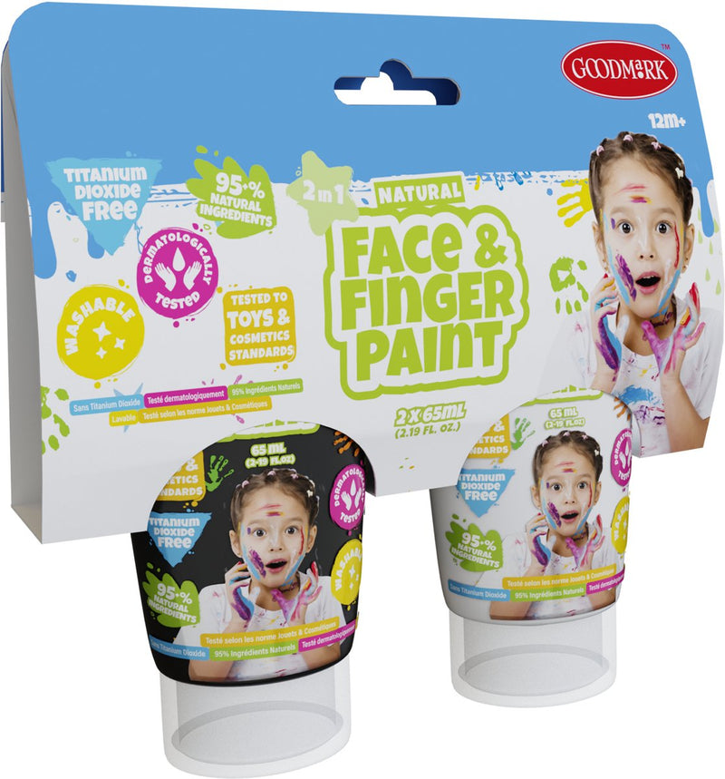 Load image into Gallery viewer, Natural face fingerpaint tube - zwart en wit, 2x65ml - schmink
