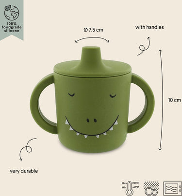 Trixie tuitbeker - mr. dino - drinkbeker voor baby - antilek beker - voor baby's vanaf 4 maanden - van siliconen - geschikt voor de vaatwasser