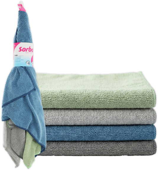 Sorbo microvezeldoeken - set van 4 stuks - 40x40 cm - schoonmaakdoeken - streeploos vetvrij