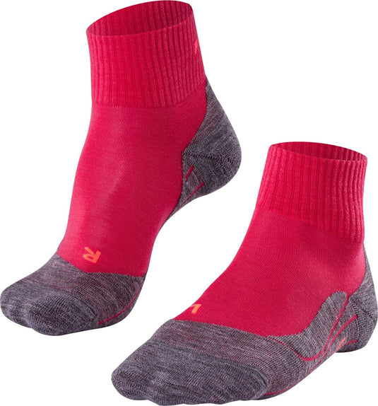 Falke tk5 short anti-blaar dun wol functioneel materiaal wandelsokken dames rood - maat 35-36