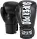 Super pro combat gear champ (kick)bokshandschoenen zwart wit 14oz