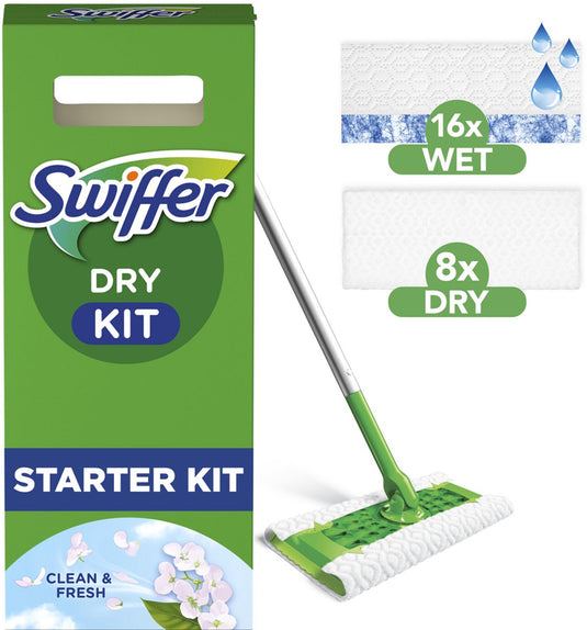 Swiffer vloerreiniger startset - 1 vloerreiniger + 16 droge + 8 vochtige vloerdoekjes