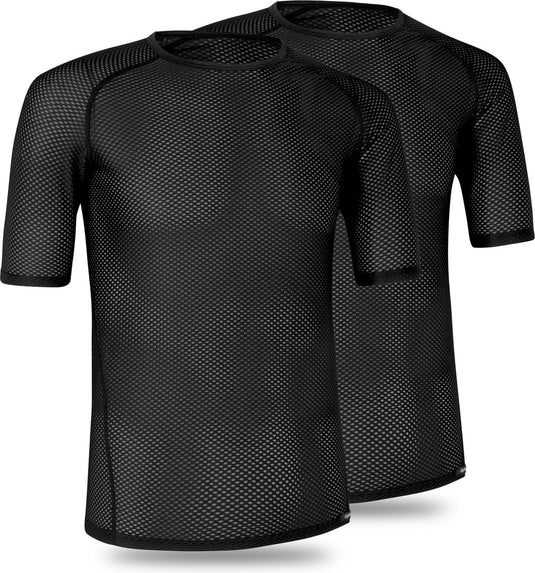 Gripgrab - ultralight mesh 2pack korte mouw base layer zomer fiets ondershirt polygiene zweethemd - zwart - heren - maat l