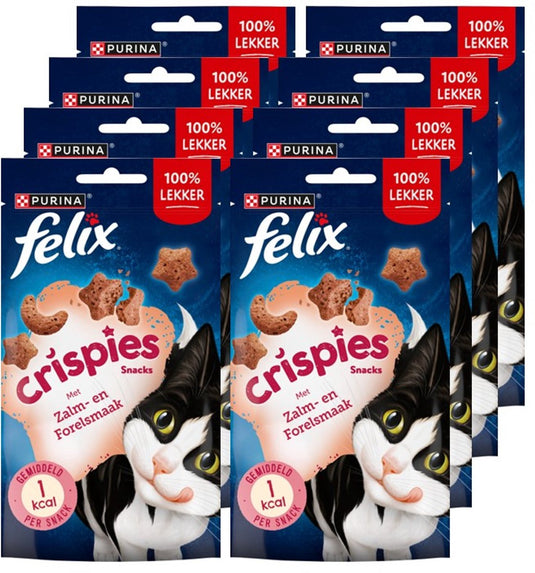 Felix crispies - kattensnacks - kattensnoepjes - zalm forel - 8 x 45 g