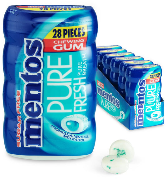 Mentos gum pure fresh eucalyptus-menthol - kauwgom - suikervrij - 6x28stuks