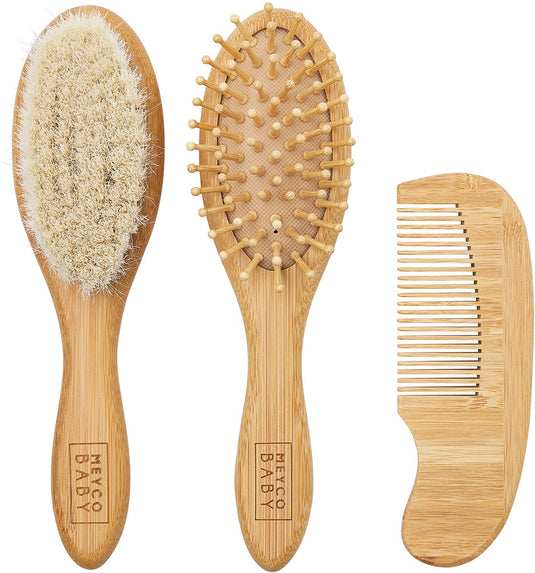 Meyco baby uni kapset - bamboe - natural - 3-delig