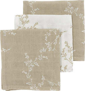 Meyco baby branches monddoekjes - 3-pack - hydrofiel - sand - 30x30cm