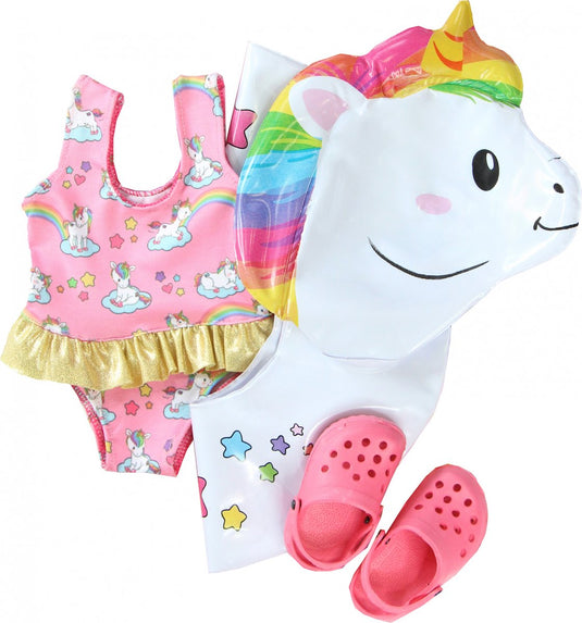 Heless roze zwemset eenhoorn voor poppen van 35-45 cm 3-delig