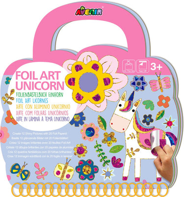 Avenir foliekunst - eenhoorn - 21x25x2cm - 12 pagina's en 10 foliepapieren - 3 jaar