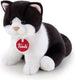 Trudi - classic knuffel poes kat brad 22 cm - handgemaakt in italie - hoge kwaliteit pluche knuffel - knuffeldier voor jongens en meisjes - wit zwart - 16x19x22 cm maat s