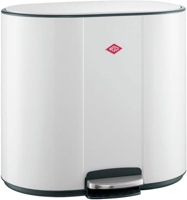 Wesco multicollector 2 prullenbak afvalscheiding (2x25 liter) | 50 liter | metaal - mat wit | duo pedaalemmer met soft close en geurfilter