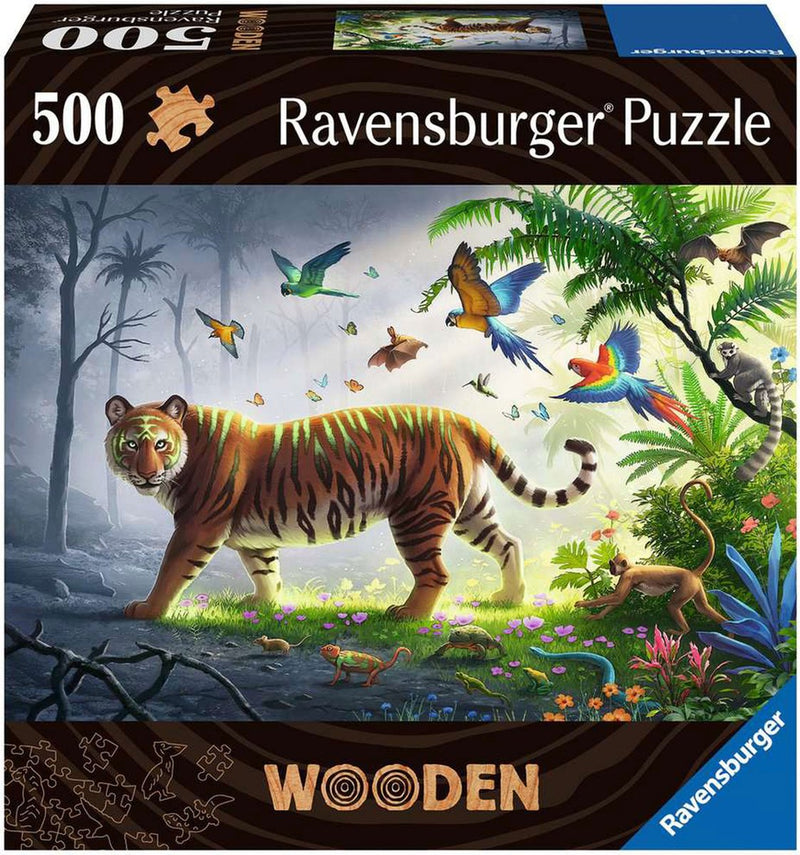 Load image into Gallery viewer, Ravensburger houten puzzel tijger in de jungle, 500st.
