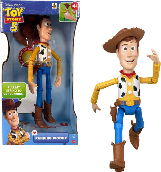 Mattel disney en pixar toy story 5 rennende woody actiefiguur van 30 cm - meer dan 50 geluiden - frans