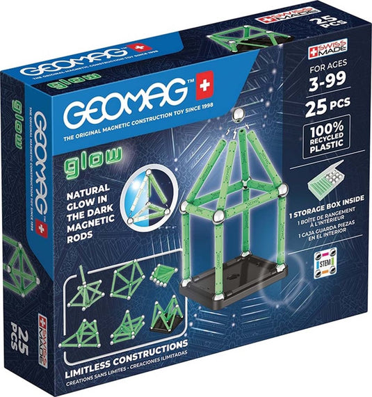 Geomag classic glow recycled - gloeiende magnetische bouwset - 25-delig - vanaf 3 jaar
