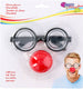 Edco party casa clown bril met neus - clown accessoire feest - verkleed bril clown - carnaval - zwart en rood