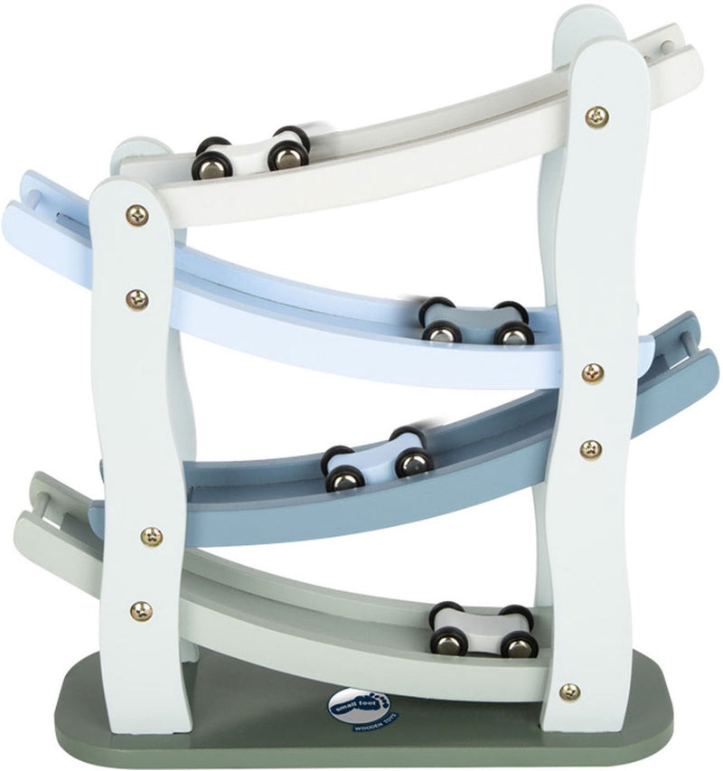 Load image into Gallery viewer, Small foot - houten autobaan blauw met 4 auto's
