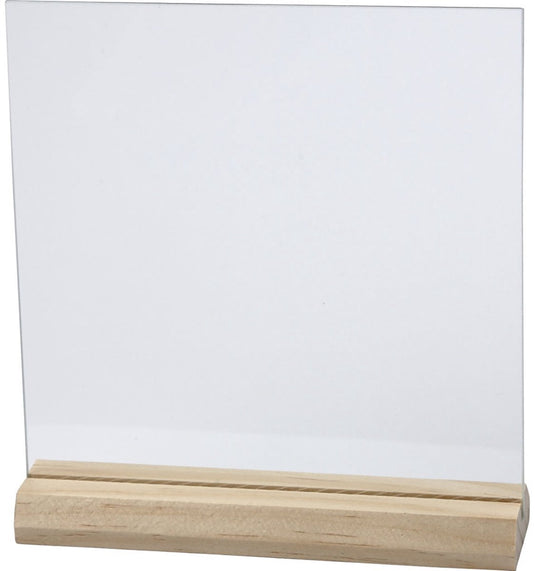 Creativ company creotime glazen plaat met houten voet 10 stuks 15,5 x 15,5 cm