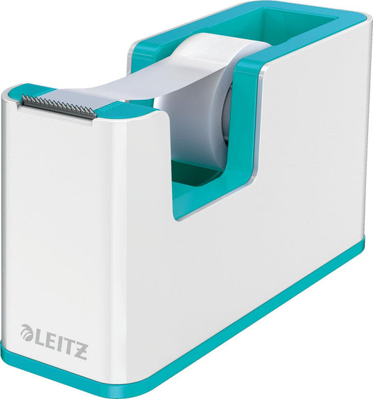 Leitz wow plakbandhouder - inclusief 1 rol plakband - ijsblauw wit