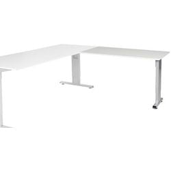Aanbouwtafel schaffenburg lin-pla126-wira-m25 120x60x65-85cm wit, zilver