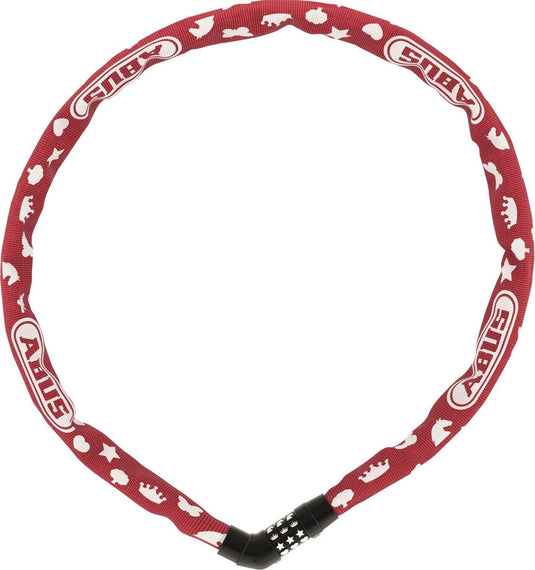 Abus kettingslot steel-o-chain 4804c symbols – cijferslot voor kinderfietsen – -security level 3 – 75 cm – rood