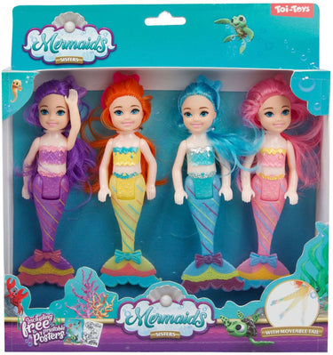 Toi-toys mermaids zeemeermin pop zusjes, 4st.