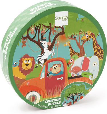 Scratch countour puzzel - safari - 31x24cm - 30 stukjes - 3+