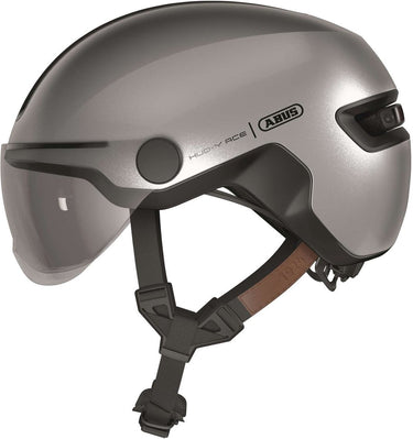 Abus fietshelm hud-y ace gleam silver m - 54-58 cm - zilver - geschikt voor gebruik op elektrische fietsen - stadsfietsen - 430 g