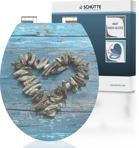 Schütte wc-bril 80540 shell heart - high gloss - mdf-hout - soft close - verchroomde scharnieren - belastbaar tot 175 kg - decor - 1-zijdige print