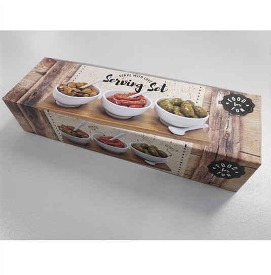 Food for fun aperitief set 7-delig met houten plank