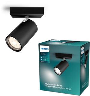 Philips kosipo opbouwspot - 1-lichts - zwart