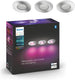 Philips hue xamento badkamerinbouwspot - wit en gekleurd wit - 3-pack - chroom - rond