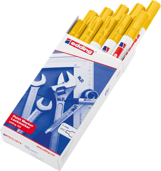 Edding 750 lakmarker geel - ronde punt - 2-4 mm - doos 10 stuks