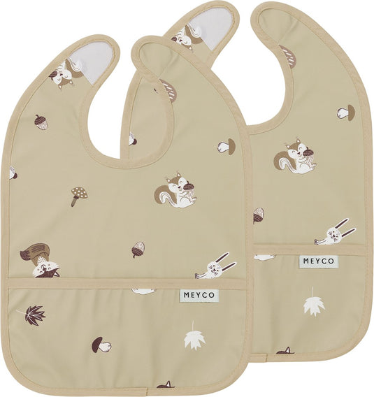 Meyco baby forest animals slab met opvangbakje - 2-pack - sand