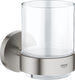 Grohe essentials houder met glas - supersteel (rvs-look)