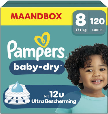 Pampers baby-dry maat 8 - 120 luiers - 17kg+