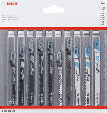 Bosch - set decoupeerzaagbladen - 10 stuks - voor hout en metaal - t-schacht