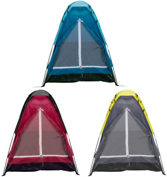 Camp active koepeltent - 1 persoons tent - lichtgewicht tent met draagtas en mesh ventilatie - 200 x 100 x 100 cm - assorti kleuren