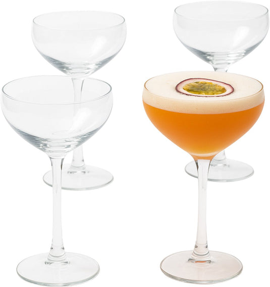 Alpina cocktailglazen set 4 stuks 24cl - cocktailglas voor feestjes en mixdranken - glazenset voor cocktails en aperitief - o.a espresso en pornstar martini - transparant glas - vaatwasserbestendig