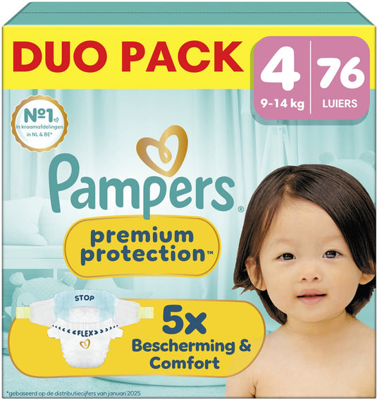 Pampers premium protection maat 4 - 76 luiers - 9kg-14kg