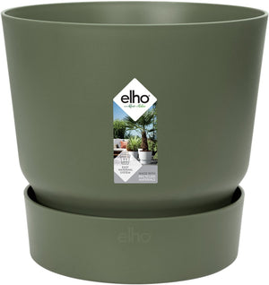 Elho greenville rond 20 - bloempot voor buiten met waterreservoir - 100% gerecycled plastic - ø 19.5 x h 18.4 cm - blad groen