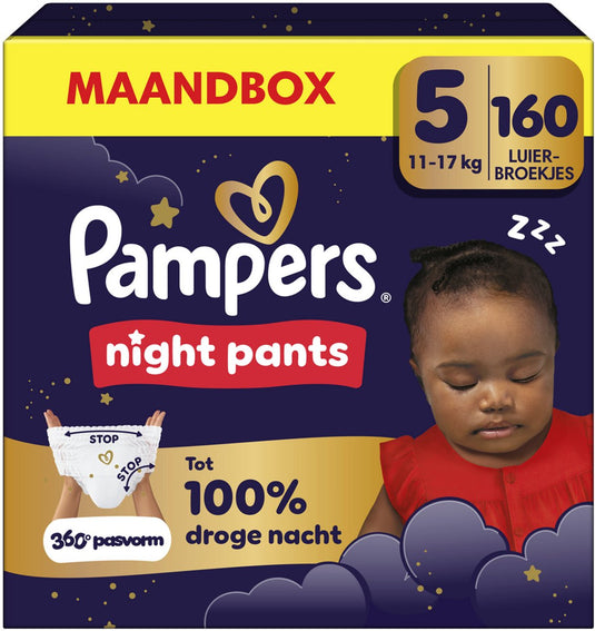Pampers night pants maat 5 - 160 luierbroekjes - 12kg-17kg - maandbox
