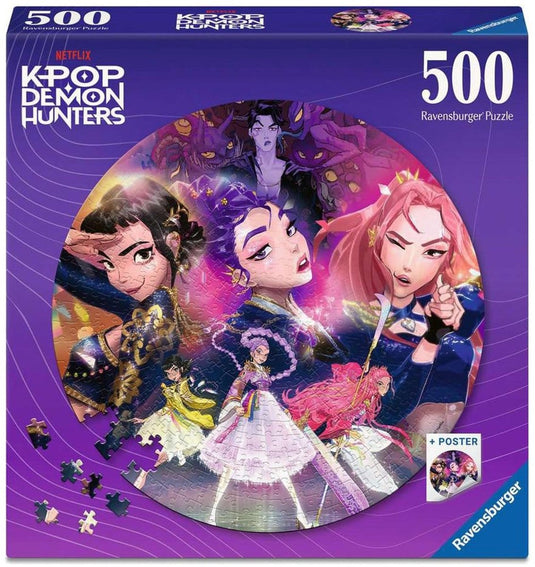 Ravensburger - legpuzzel - kpop demon hunters - ronde puzzel 500 stukjes
