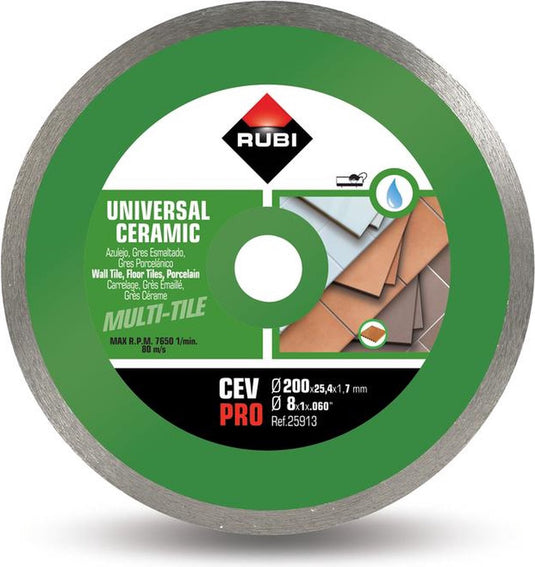 Rubi cev pro - diamantzaagblad - ø 200 x 25,4 mm - voor keramische tegels - fijne afwerking