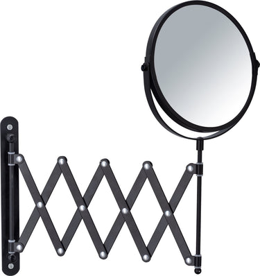 Wenko scheerspiegel wand exclusief ø17cm dubbelzijdig telescopisch zwart 3x vergrotend - badkamerspiegel - make-up spiegel wandmodel uittrekbaar - vergrootspiegel - cosmeticaspiegel met harmonica-arm