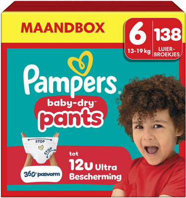 Pampers baby-dry pants maat 6, 138 luierbroekjes, 14-19kg maandbox